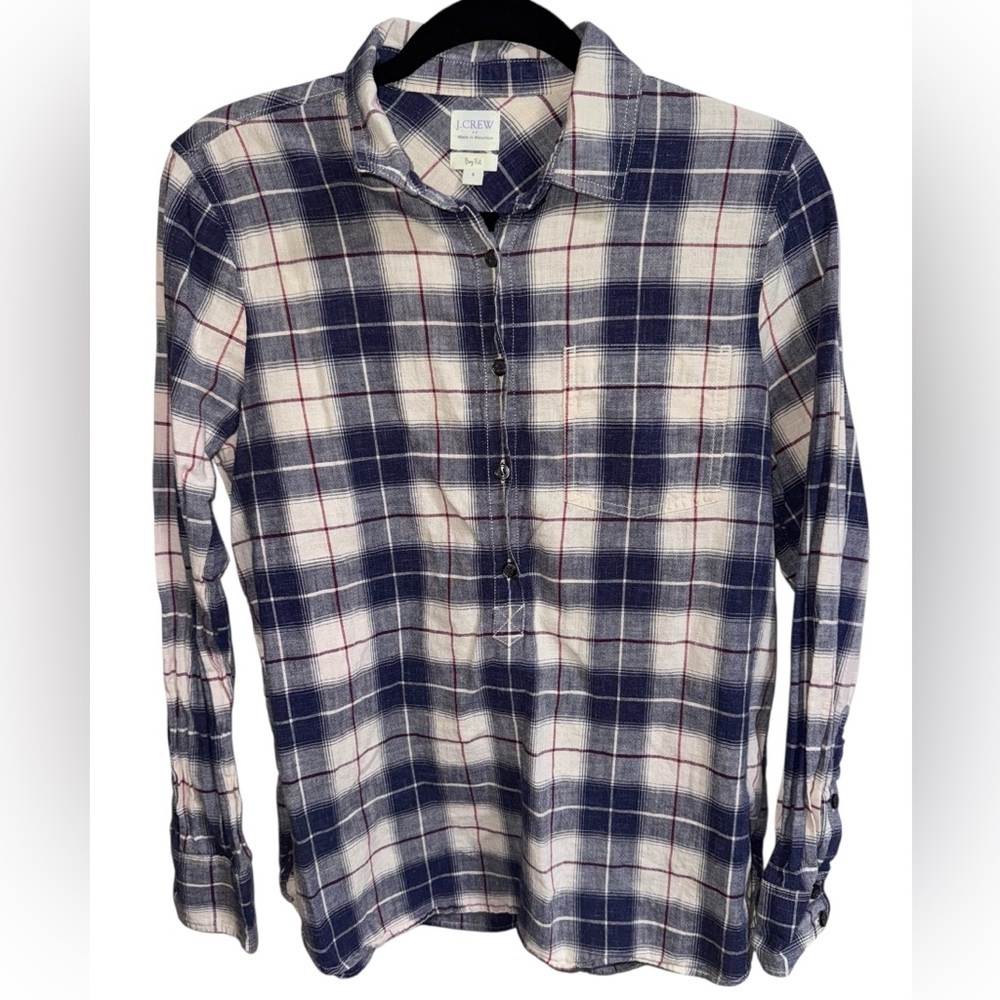 J.Crew Boy Fit Plaid Button Down Shirt Cotton Size Small
